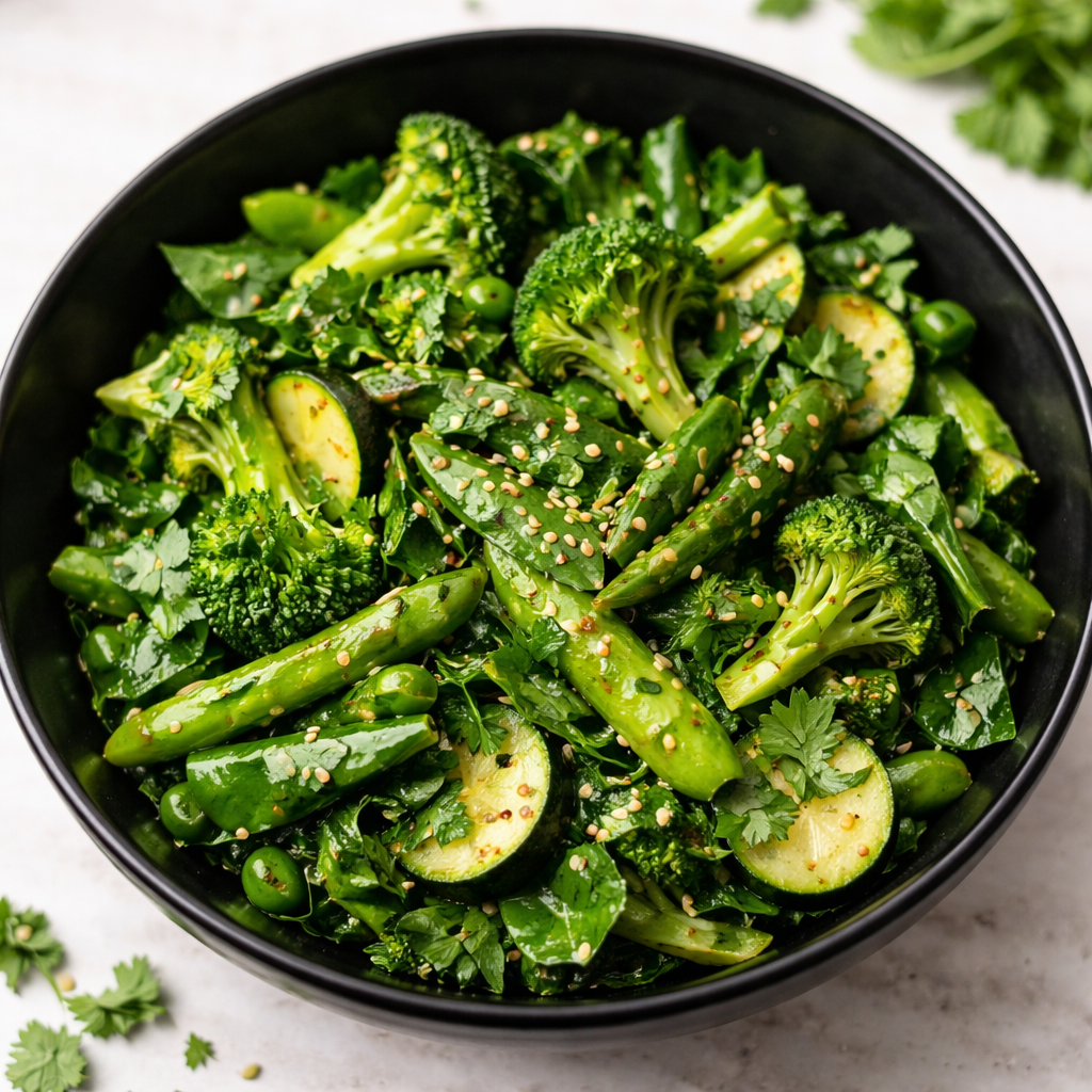 🌿 Herb-Infused Green Vegetable Stir Fry