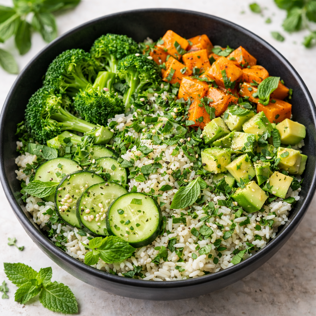 🌿 Mint Coriander Healthy Veg Rice Bowl