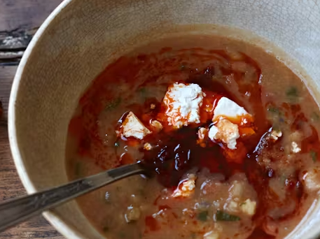 Dried Fava Bean Soup with Mint and Chiles