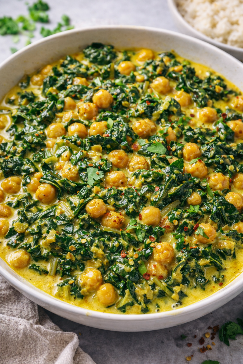 Creamy Curried Kale and Chickpeas