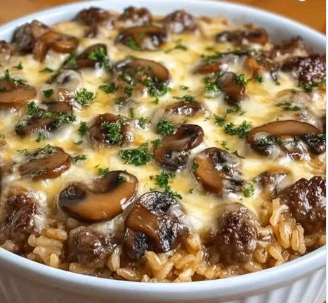 Mushroom Rice Casserole | Creamy, Comforting and Flavor-Packed Baked Rice Dish