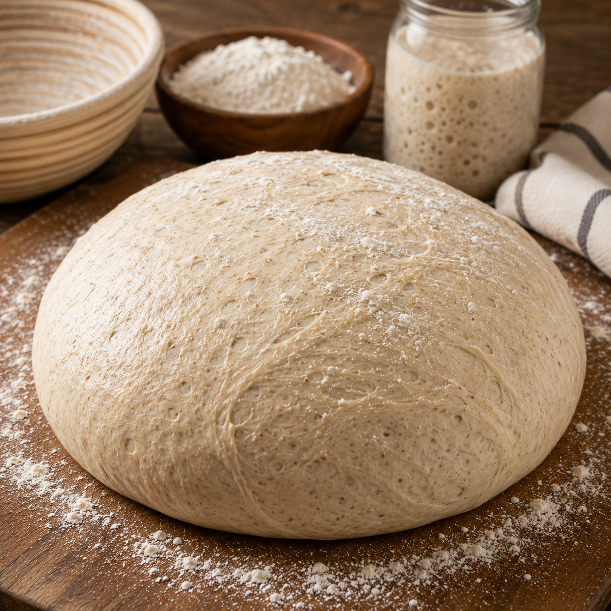 Sourdough Dough |  Soft, Elastic and Naturally Fermented Bread Dough Recipe
