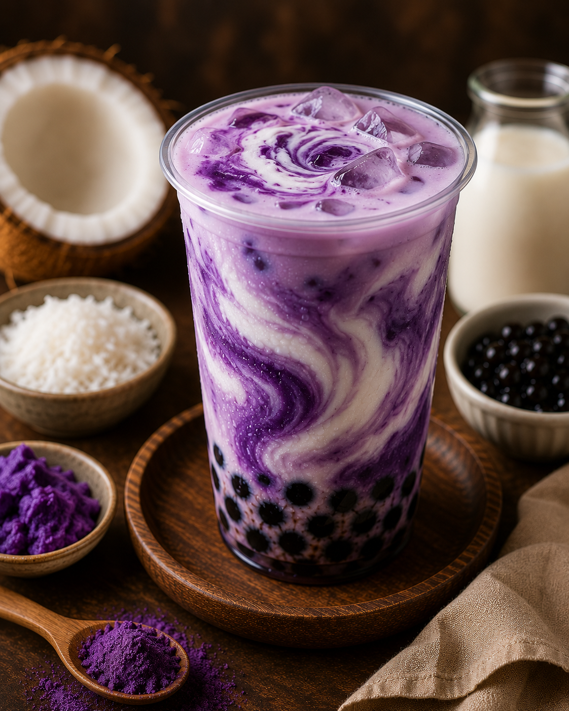Ube Coconut Swirl Milk Tea | Creamy, Tropical and Vibrant Bubble Tea Recipe