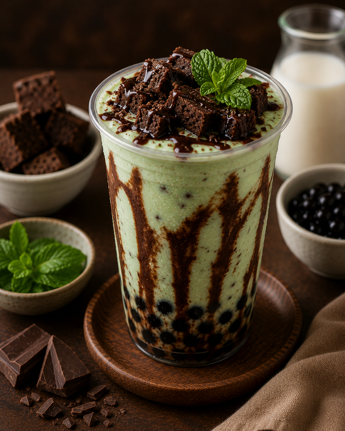 Dark Chocolate Mint Brownie Milk Tea Recipe
