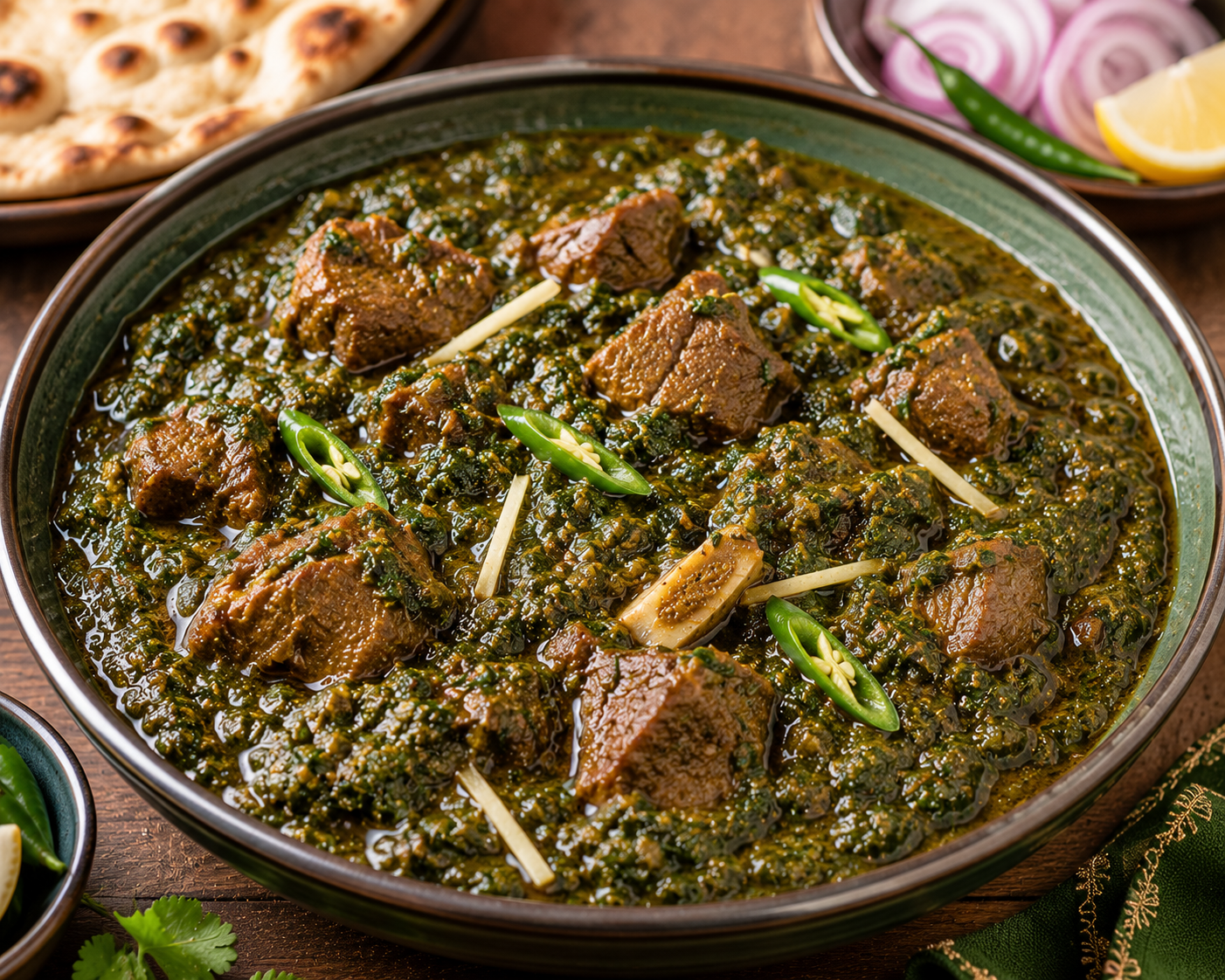 Authentic Pakistan Saag Gosht Recipe | Traditional Spinach and Meat Curry