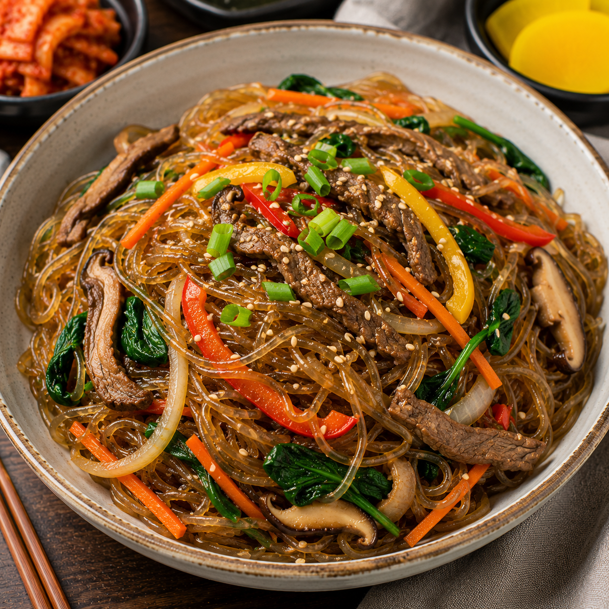 Authentic South Korea Japchae Recipe | Traditional Korean Glass Noodles
