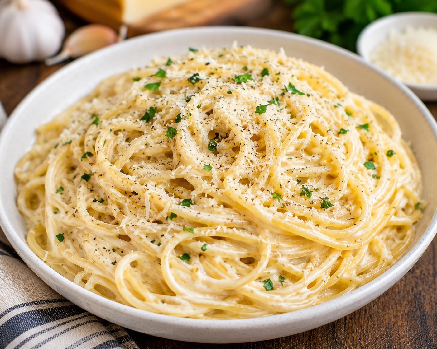 Creamy Garlic Parmesan Spaghetti