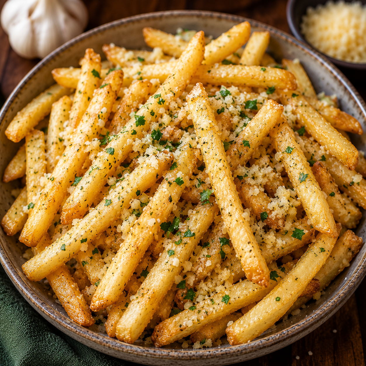 Garlic Parmesan Fries Recipe | Crispy Homemade Fries with Garlic & Parmesan