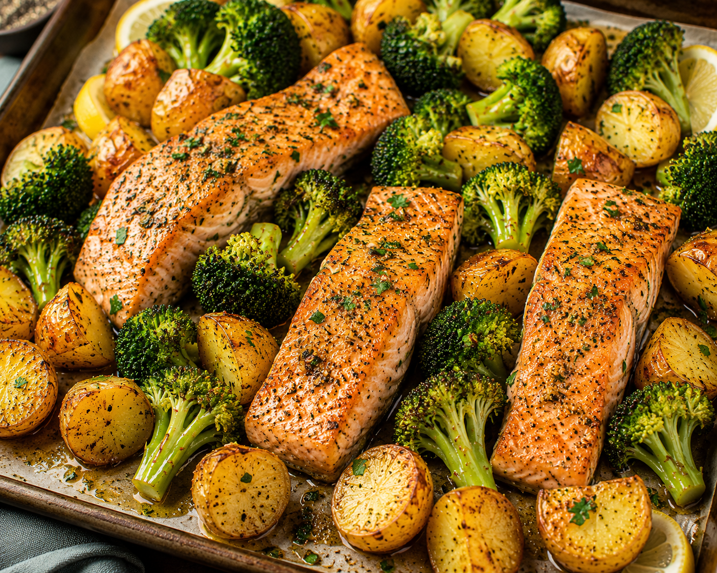Salmon, Broccoli & Potatoes Recipe | Healthy One-Pan Baked Salmon Dinner