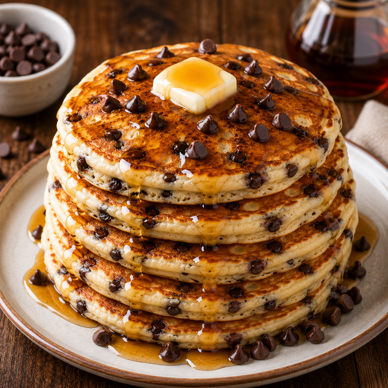 Fluffy Chocolate Chip Pancakes Recipe | Easy Homemade Breakfast Pancakes