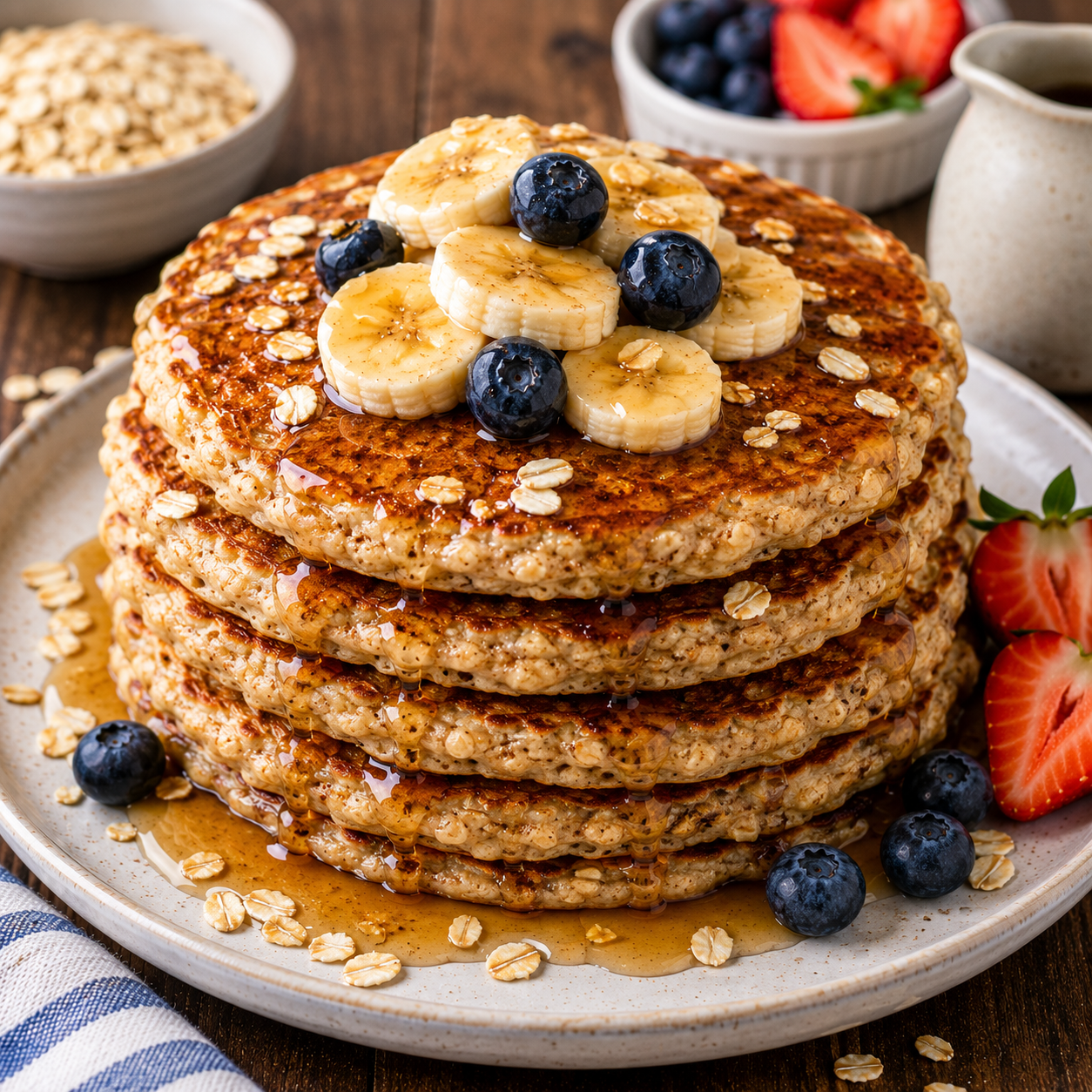 Healthy Oatmeal Pancakes Recipe | Easy Fluffy Oat Pancakes