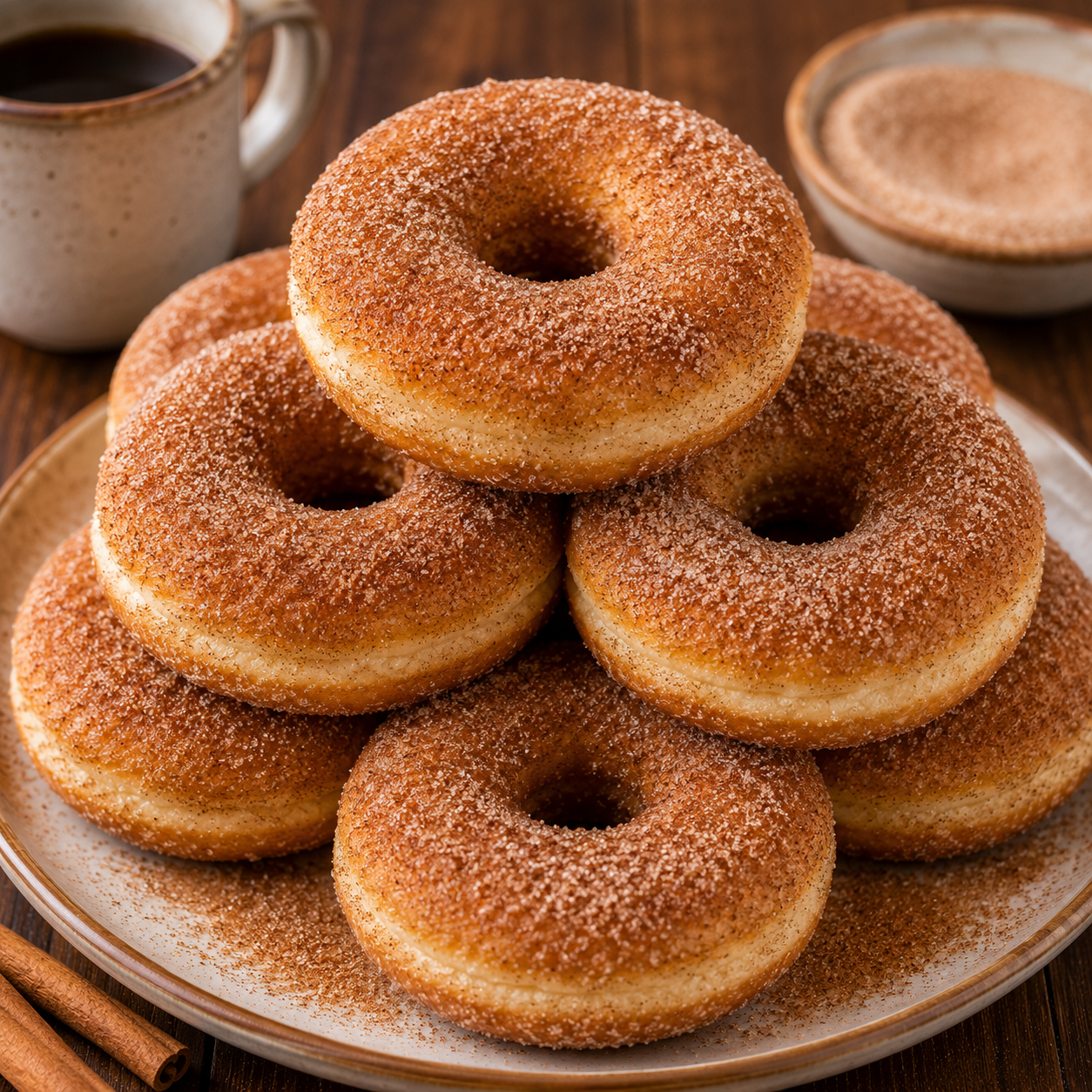 Cinnamon Sugar Donuts Recipe |  Soft, Fluffy Homemade Cinnamon Sugar Donuts