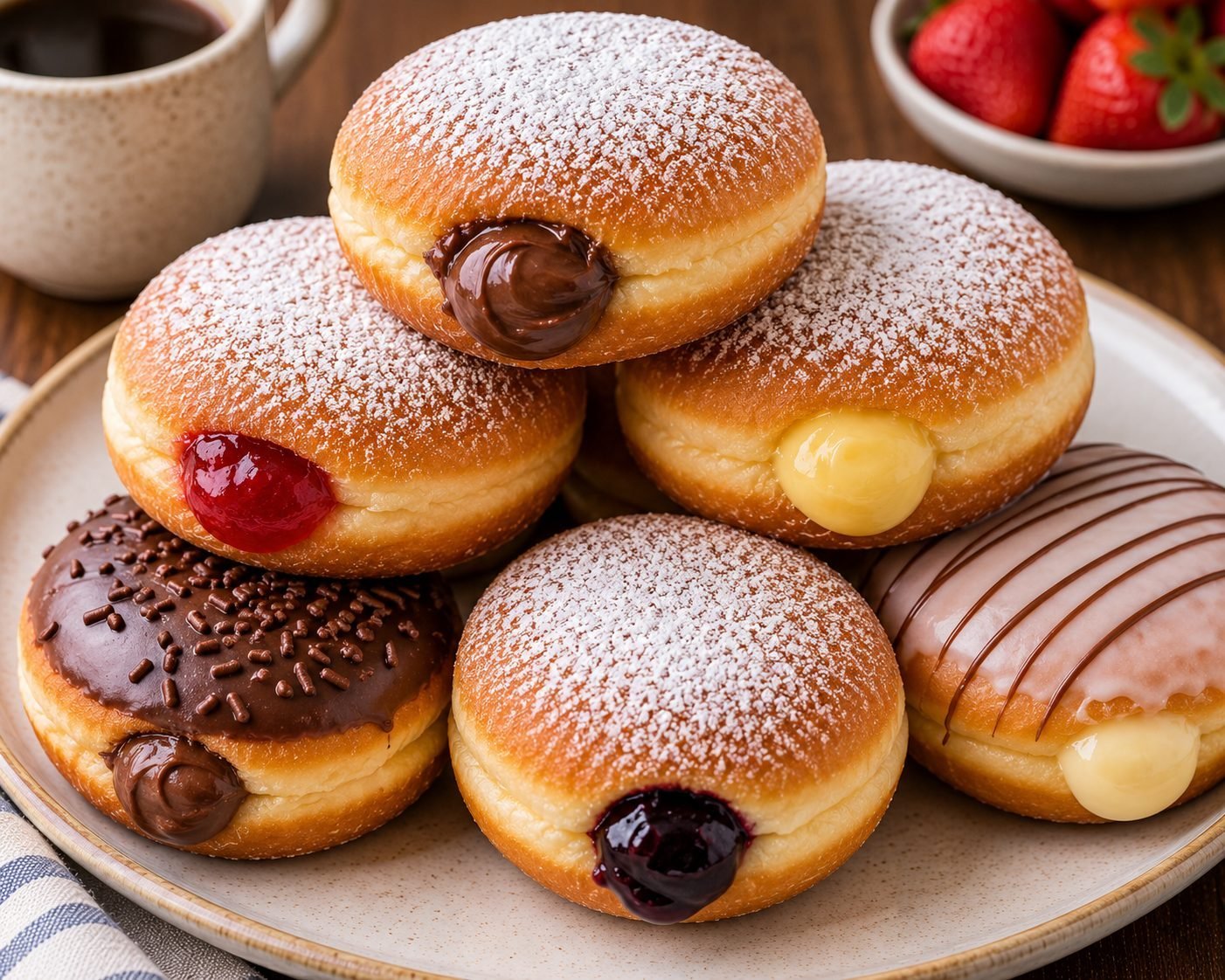 Filled Donuts Recipe | Soft Homemade Jam & Cream Filled Donuts