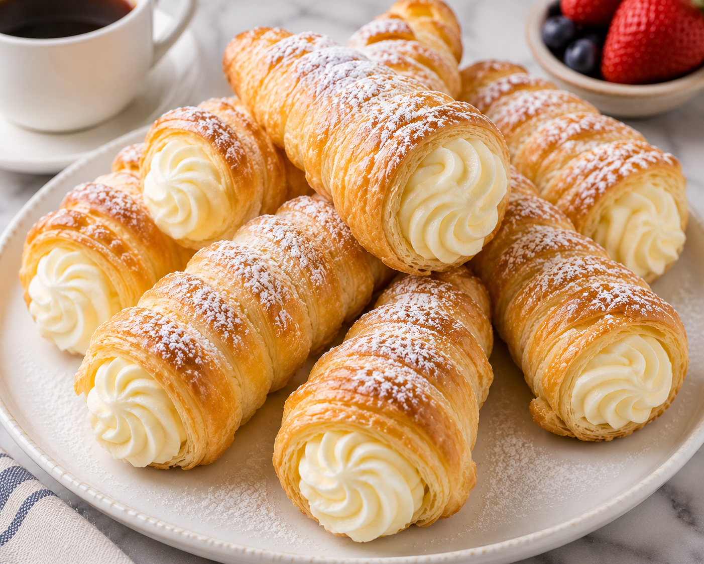 Cream Horns Recipe | Crispy Puff Pastry Horns with Sweet Cream Filling