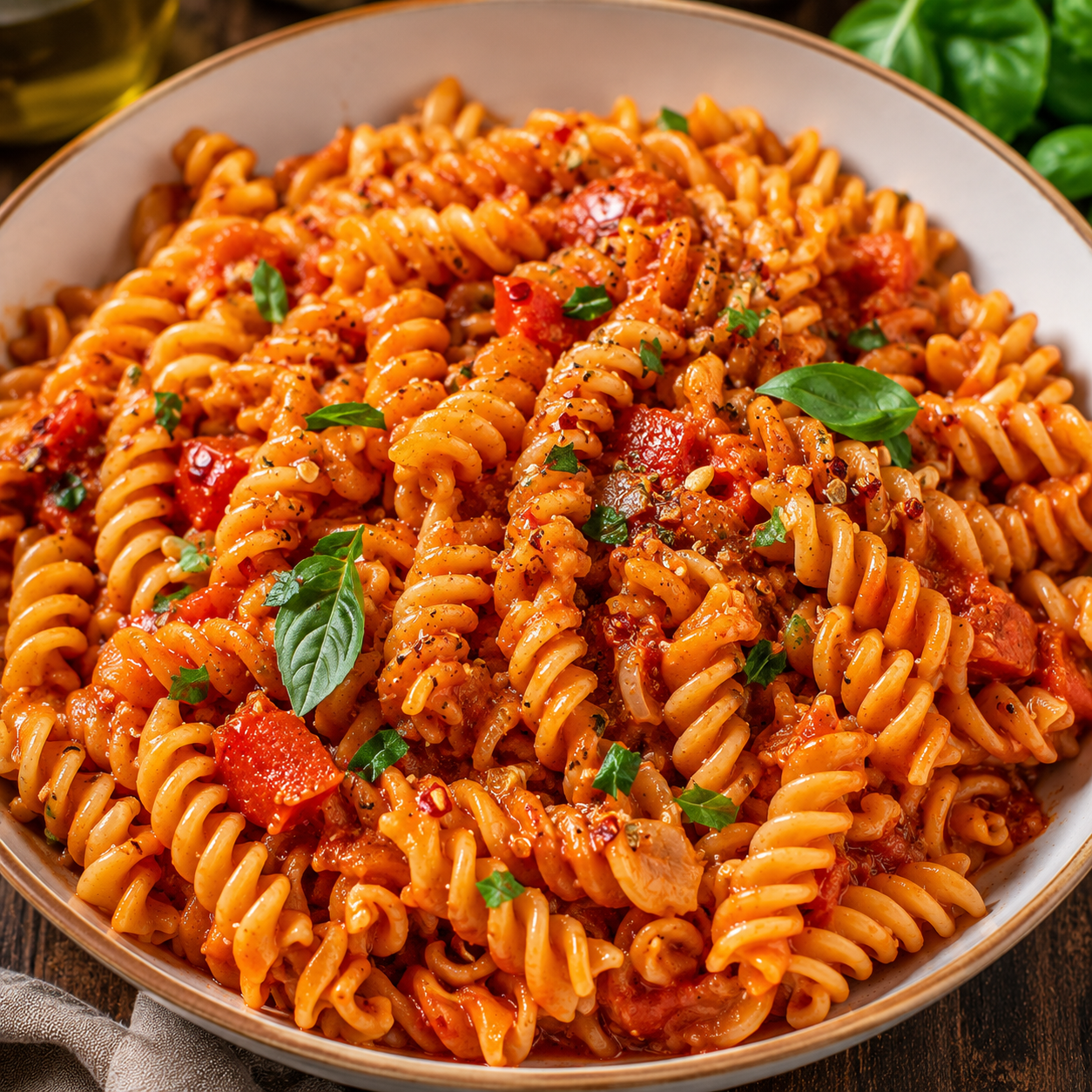 Red Sauce Fusilli Recipe | Classic Italian Fusilli Pasta in Rich Tomato Sauce