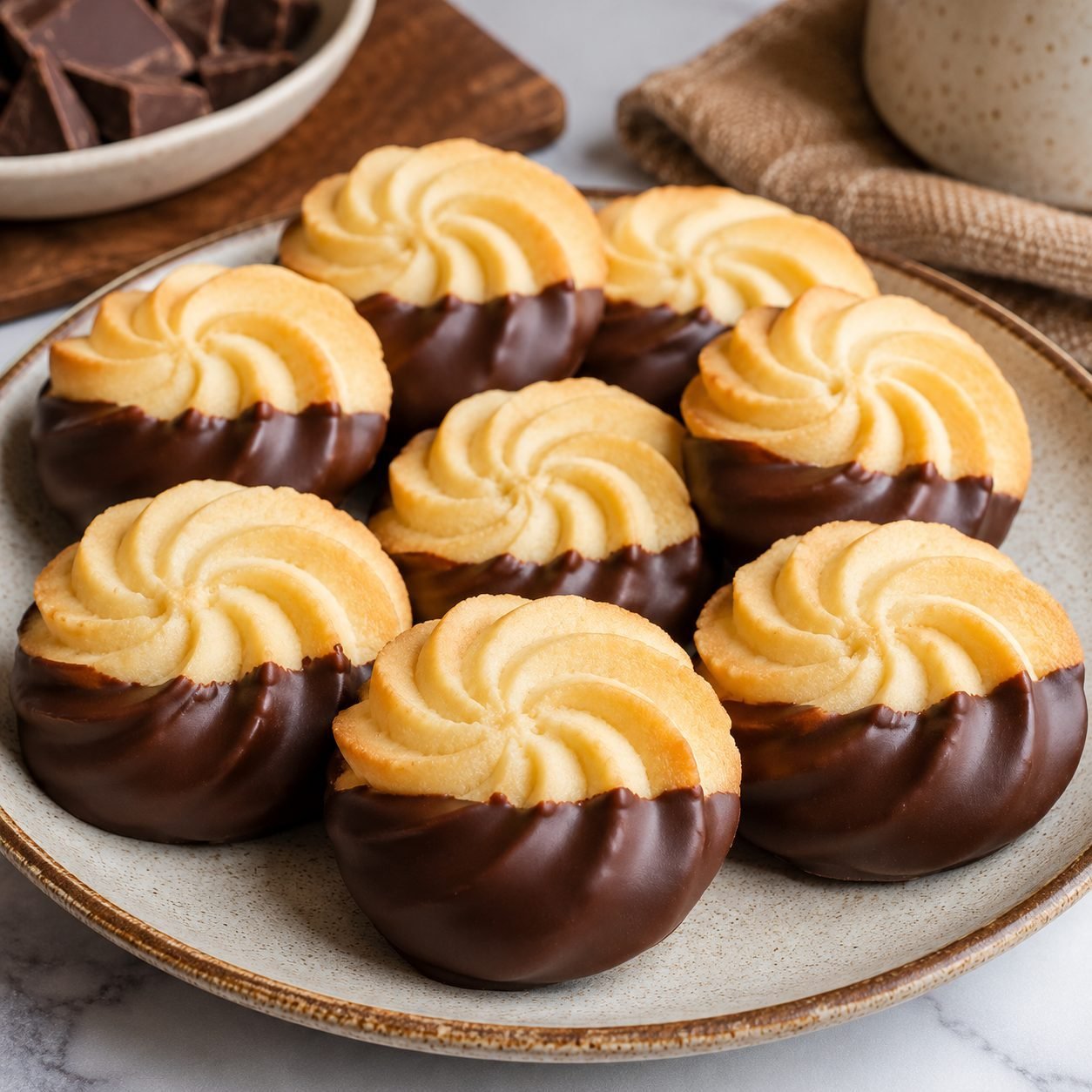 Chocolate Dipped Butter Cookies | Rich Buttery Cookies with Decadent Chocolate Coating