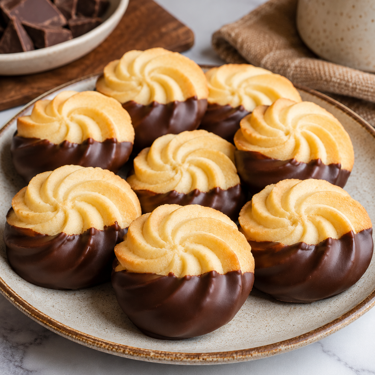 Chocolate Dipped Butter Cookies | Rich Buttery Cookies with Decadent Chocolate Coating