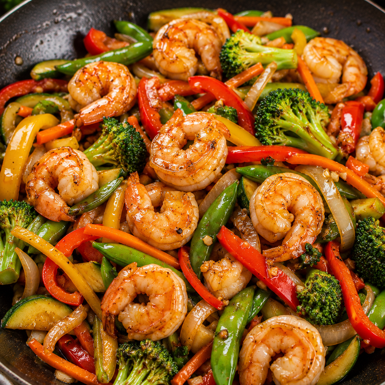 Shrimp & Vegetable Stir Fry Recipe | Healthy Garlic Shrimp Stir Fry