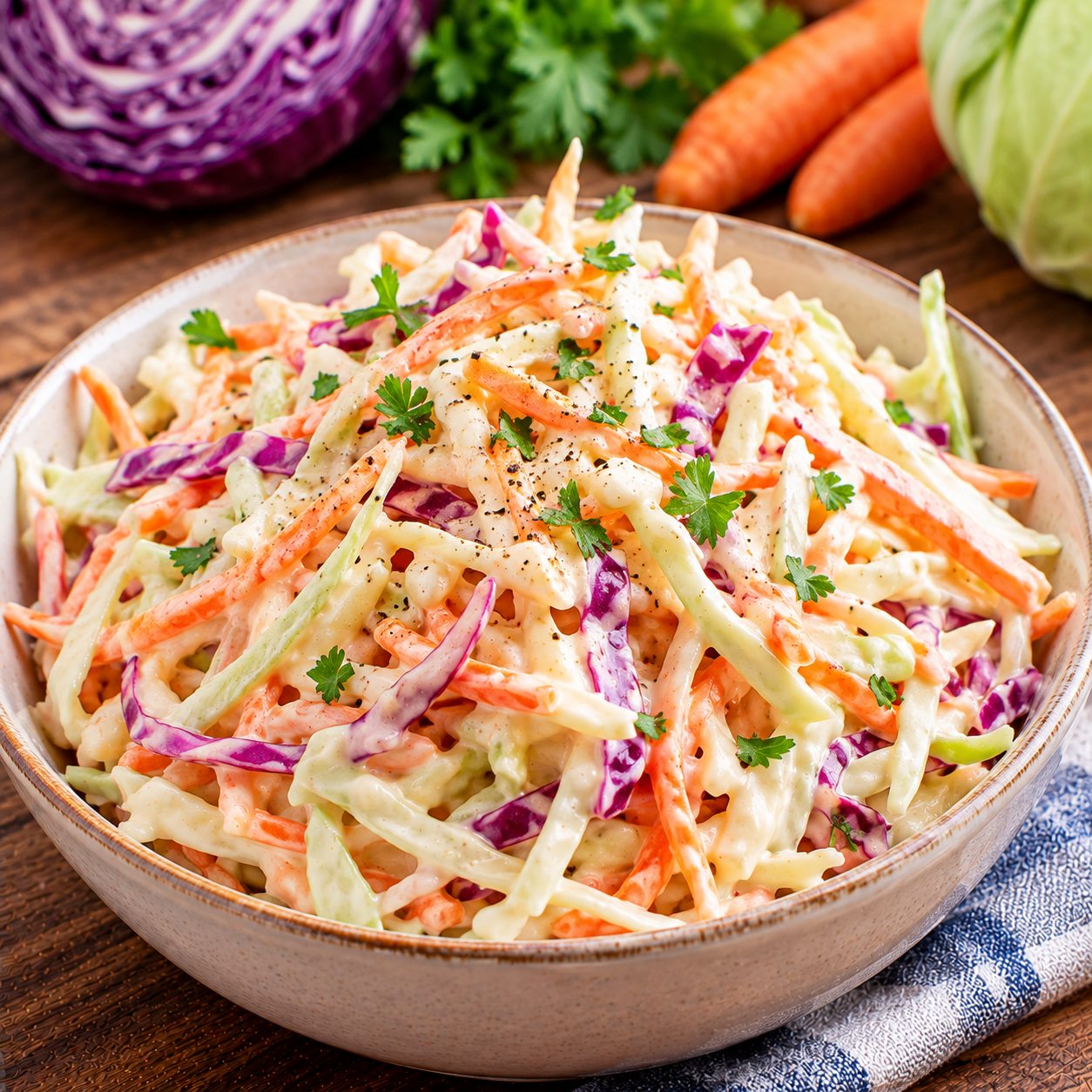 Classic Creamy Coleslaw | Homemade Creamy Coleslaw Recipe