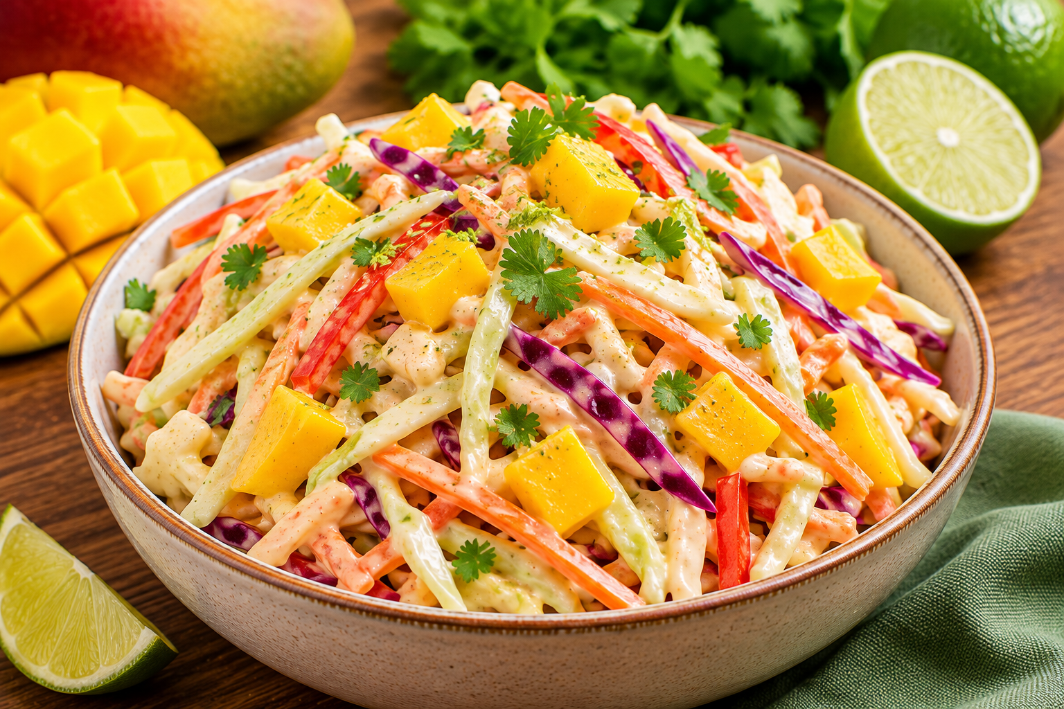 Mango Lime Coleslaw Recipe | Fresh Tropical Mango Cabbage Slaw