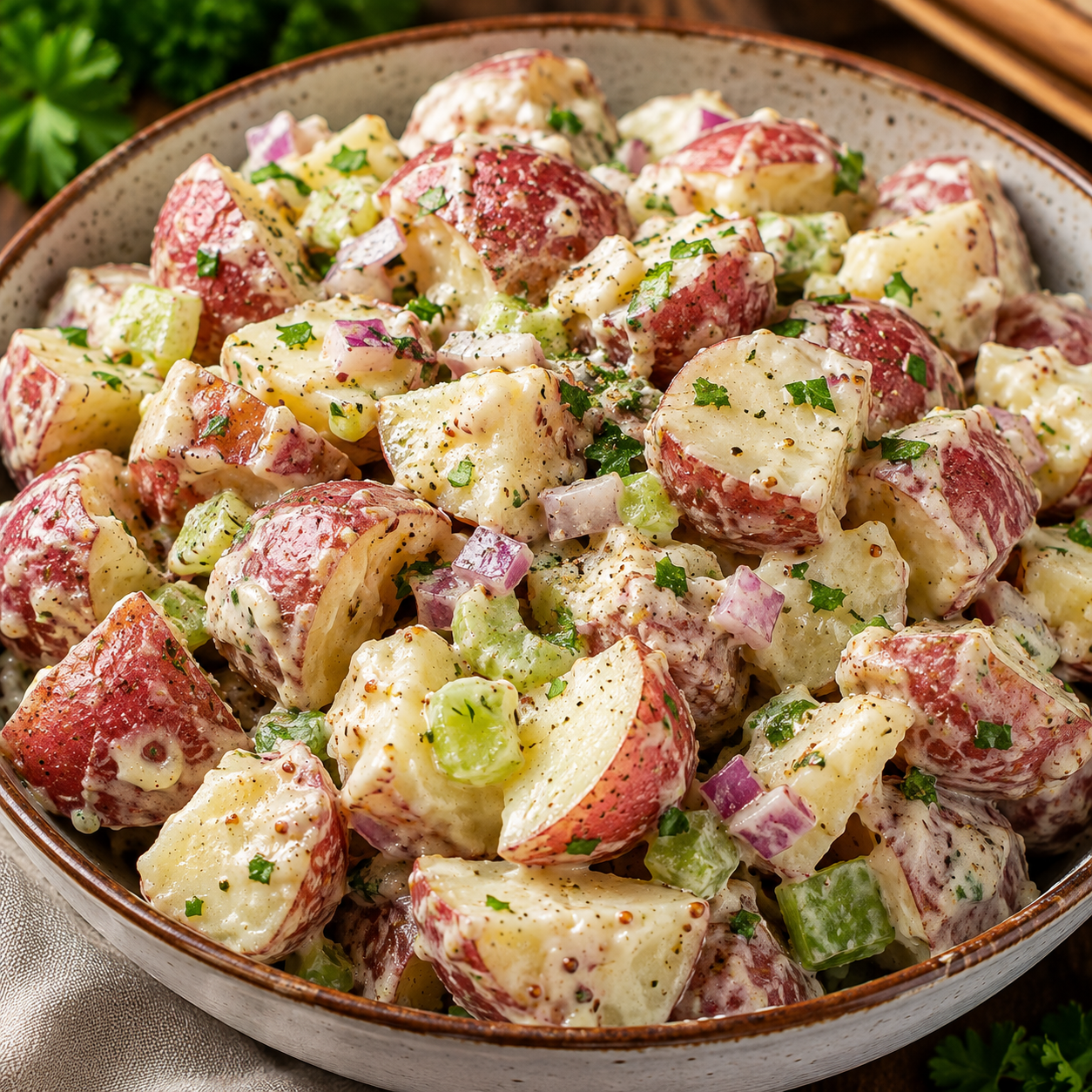 Red Potato Salad | Creamy Red Skin Potato Salad Recipe