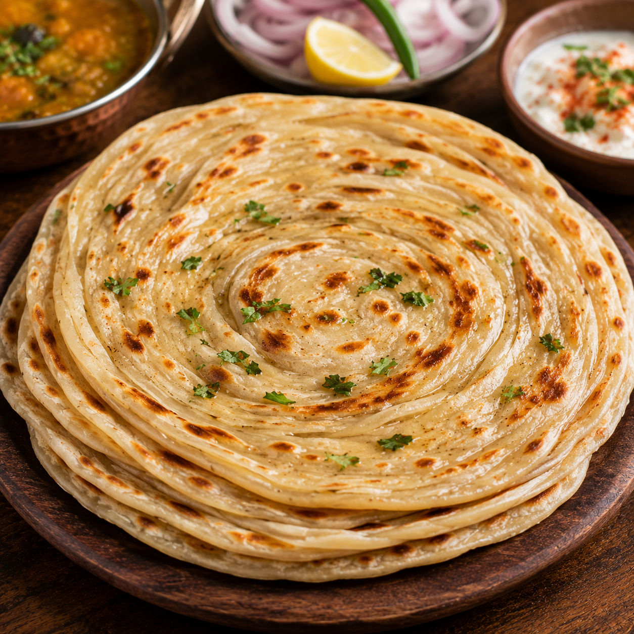 Indian Laccha Paratha |  Authentic Layered Whole Wheat Flatbread Recipe