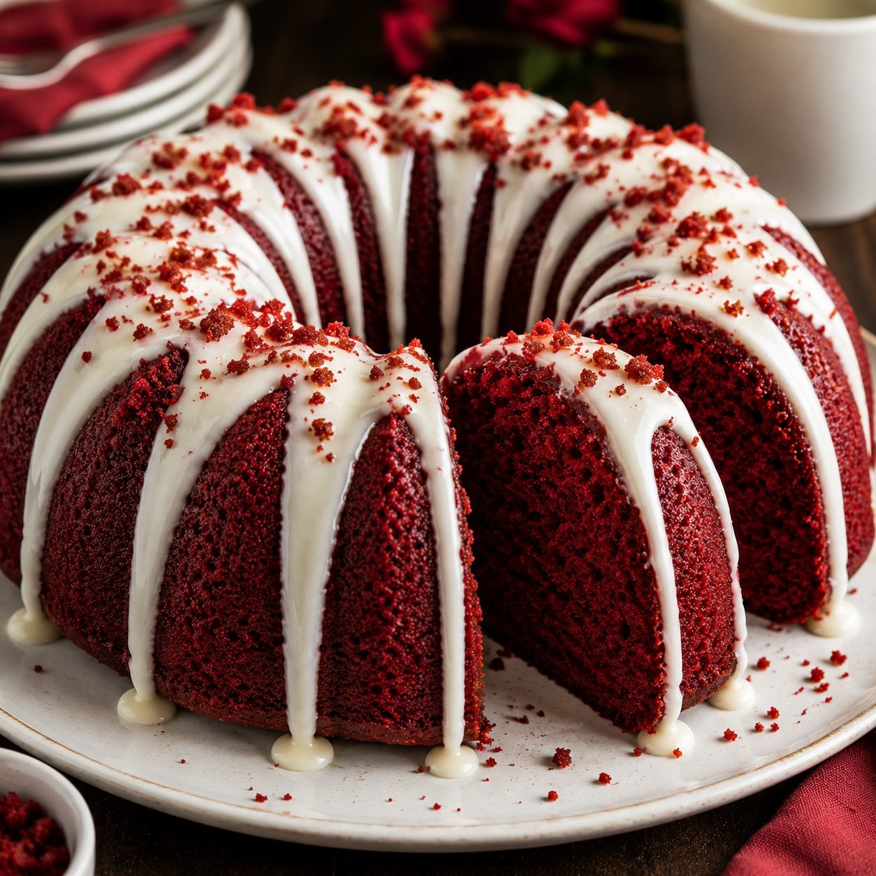 Red Velvet Bundt Cake Recipe | Moist & Rich Cream Cheese Glazed Cake
