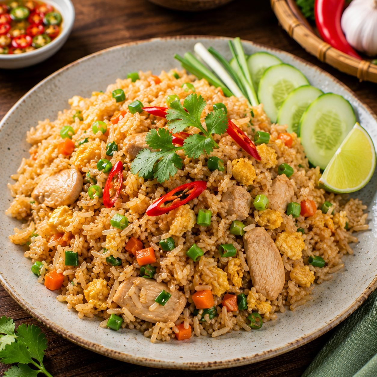 Thailand Khao Pad |  Classic Thai Fried Rice with Jasmine Rice