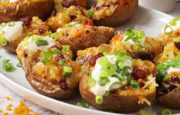 Loaded Potato Skins Recipe | Crispy Cheesy Bacon Potato Appetizer