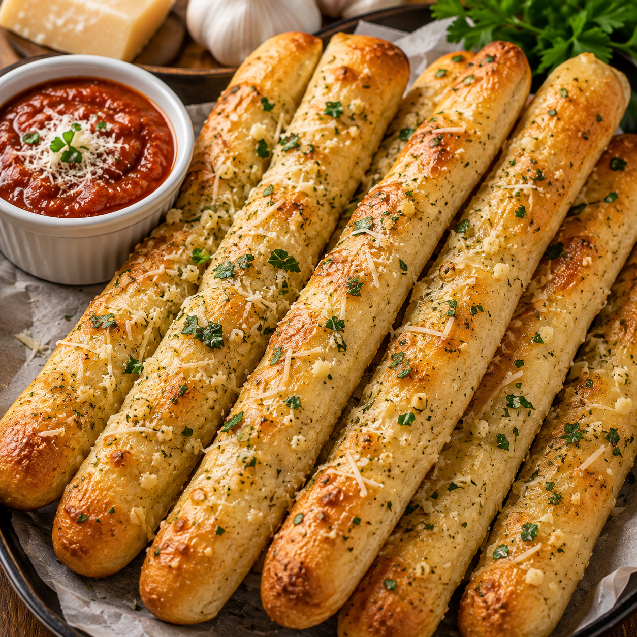 Garlic Parmesan Breadsticks Recipe | Soft, Buttery & Cheesy Breadsticks
