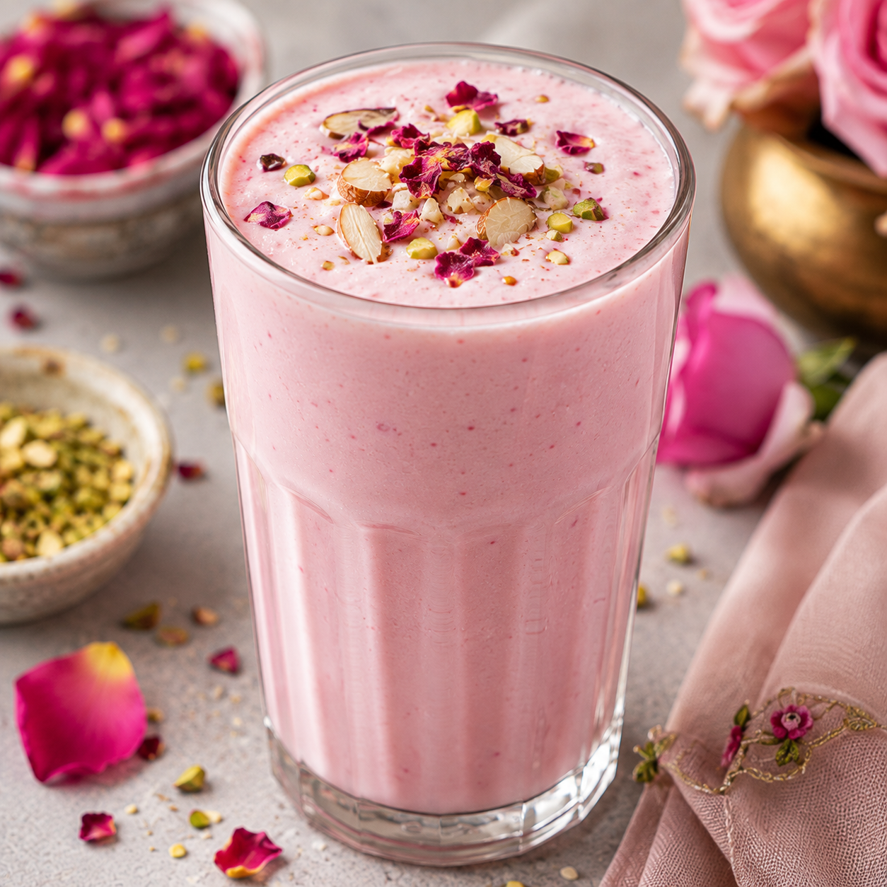 Rose Lassi | Creamy, Floral & Refreshing Indian Drink