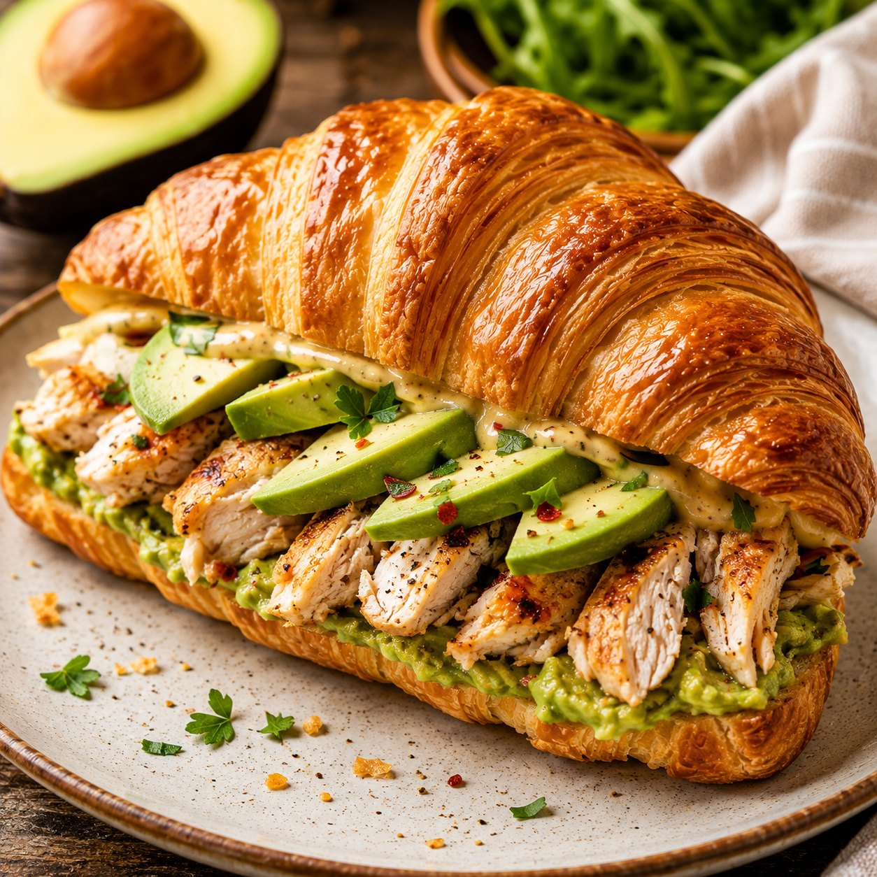 Chicken Avocado Croissant Recipe | Creamy, Fresh & Easy Croissant Sandwich